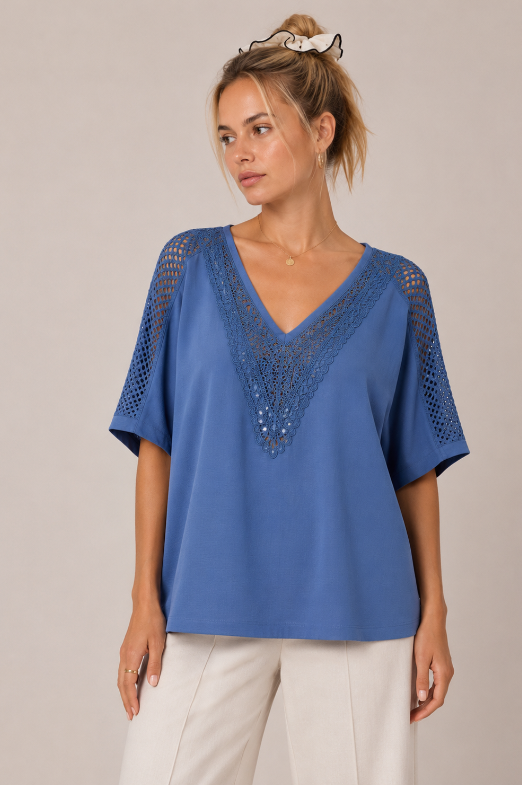 Crochet Lace V-Neck Top